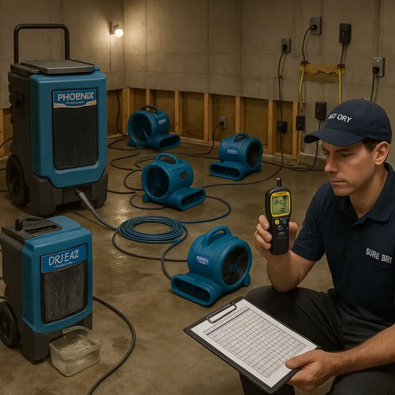 Structural Drying and Dehumidification process in Riverhead, NY